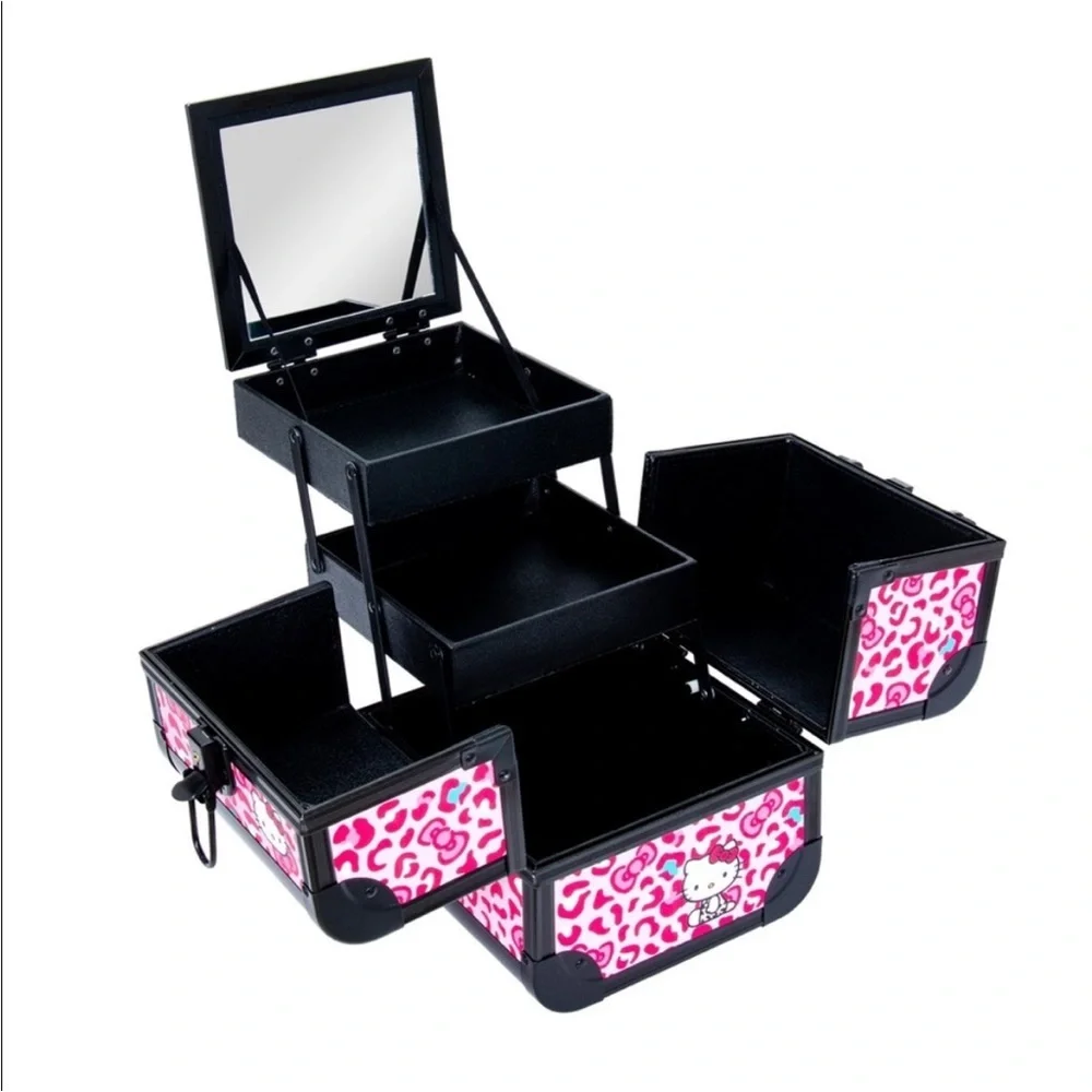 NWT Hello Kitty Pink Multicolor Traveling Makeup Box Case